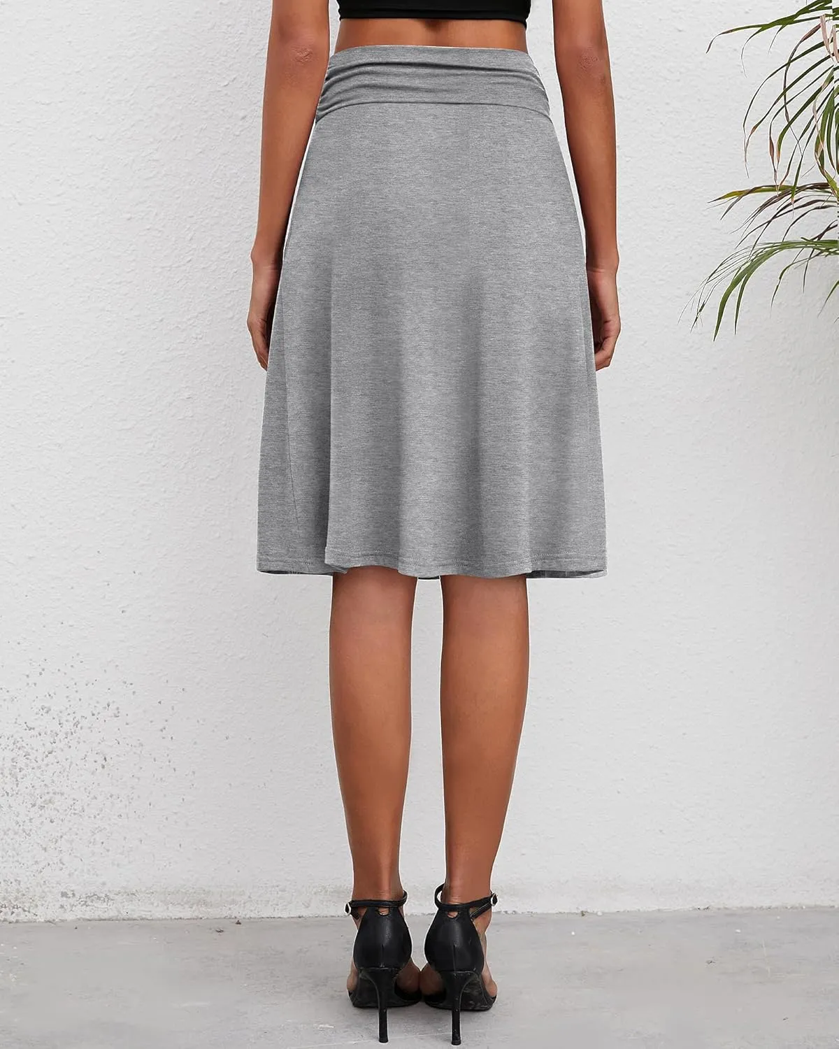 3 Pack Womens Midi Skirts Flowy Lightweight Knee Length Casual Elastic Waist Modest Flared Skirts Trendy Summer