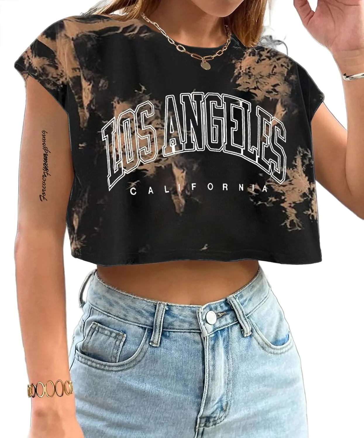 Avanova Women Oversized Batwing Boxy Tee Shirt Crewneck Loose Short Sleeve Crop Top