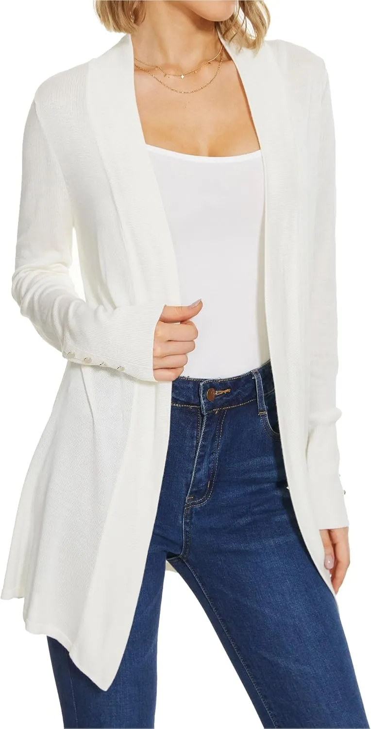 Cardigan Sweaters for Women Dressy Casual Open Front Long Sleeve Lightweight Cardigans for Spring Early Fall
