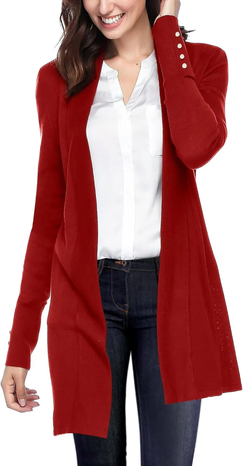Cardigan Sweaters for Women Dressy Casual Open Front Long Sleeve Lightweight Cardigans for Spring Early Fall