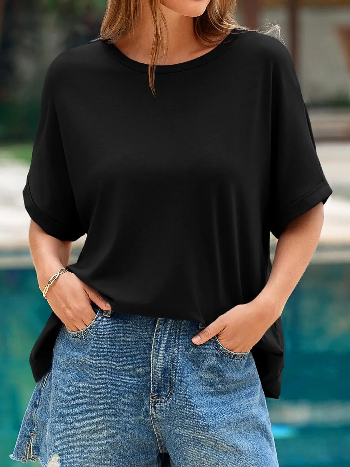 Cicy Bell Womens Oversized Short Sleeve Tshirts Summer Casual Round Neck Tops Loose Fit Boxy Basic Tee Shirts