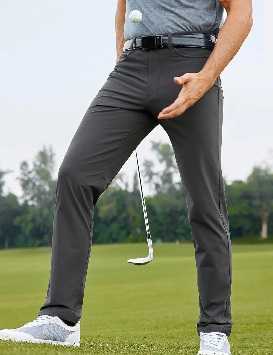 CRZ YOGA Men's All Day Comfy Golf Pants with 5-Pocket 30"/32"/34" Quick Dry Lightweight Casual Work Stretch Trousers