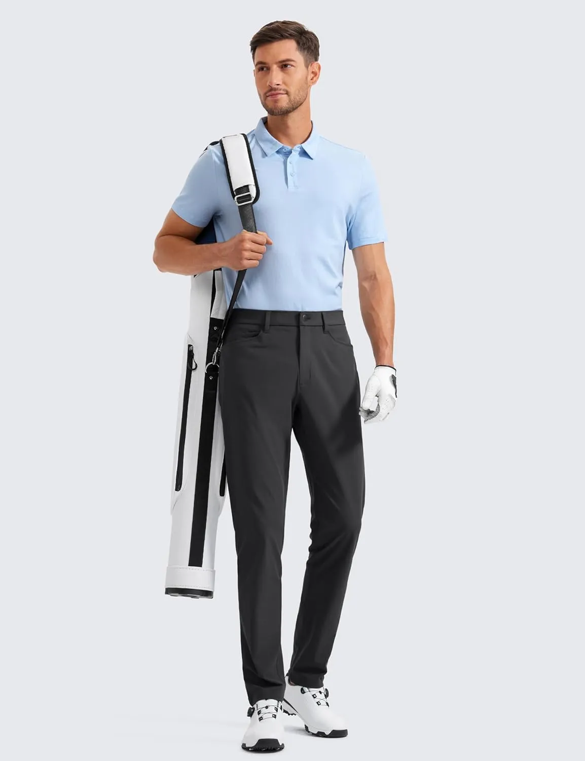 CRZ YOGA Men's All Day Comfy Golf Pants with 5-Pocket 30"/32"/34" Quick Dry Lightweight Casual Work Stretch Trousers