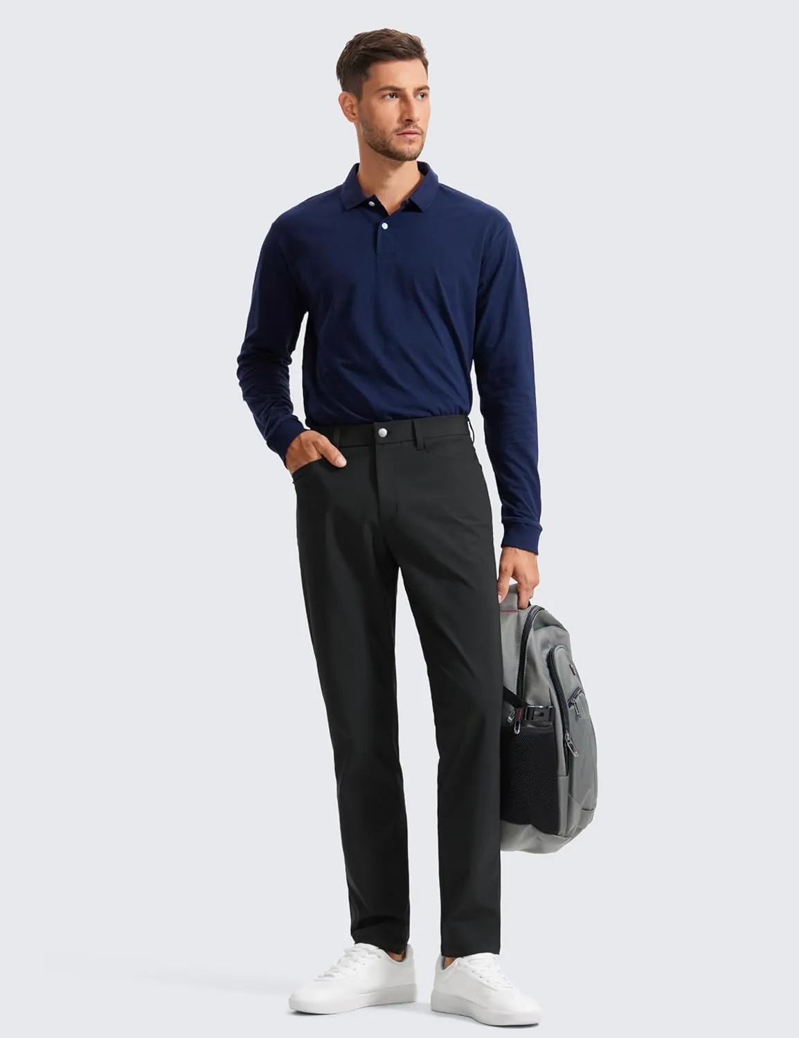 CRZ YOGA Men's All Day Comfy Golf Pants with 5-Pocket 30"/32"/34" Quick Dry Lightweight Casual Work Stretch Trousers