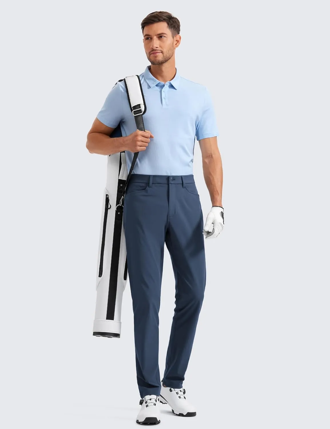 CRZ YOGA Men's All Day Comfy Golf Pants with 5-Pocket 30"/32"/34" Quick Dry Lightweight Casual Work Stretch Trousers