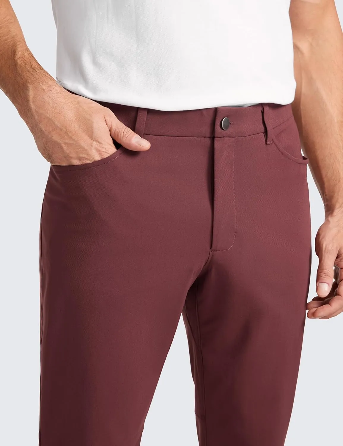 CRZ YOGA Men's All Day Comfy Golf Pants with 5-Pocket 30"/32"/34" Quick Dry Lightweight Casual Work Stretch Trousers