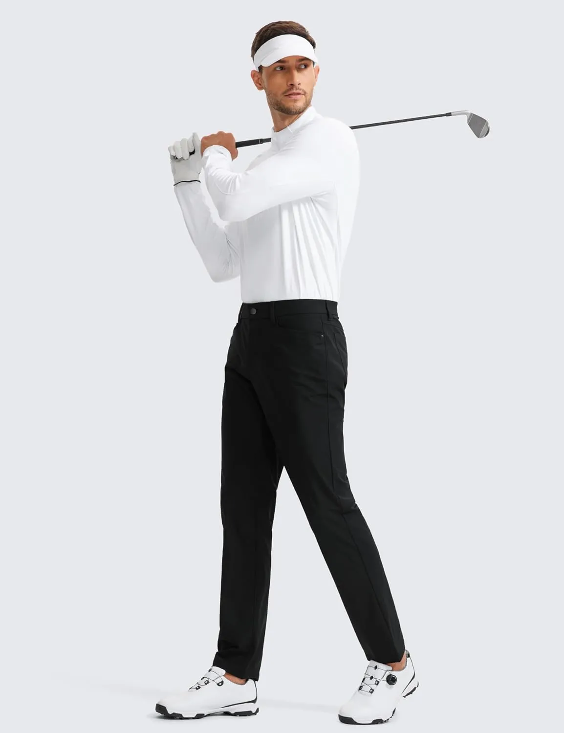 CRZ YOGA Men's All Day Comfy Golf Pants with 5-Pocket 30"/32"/34" Quick Dry Lightweight Casual Work Stretch Trousers