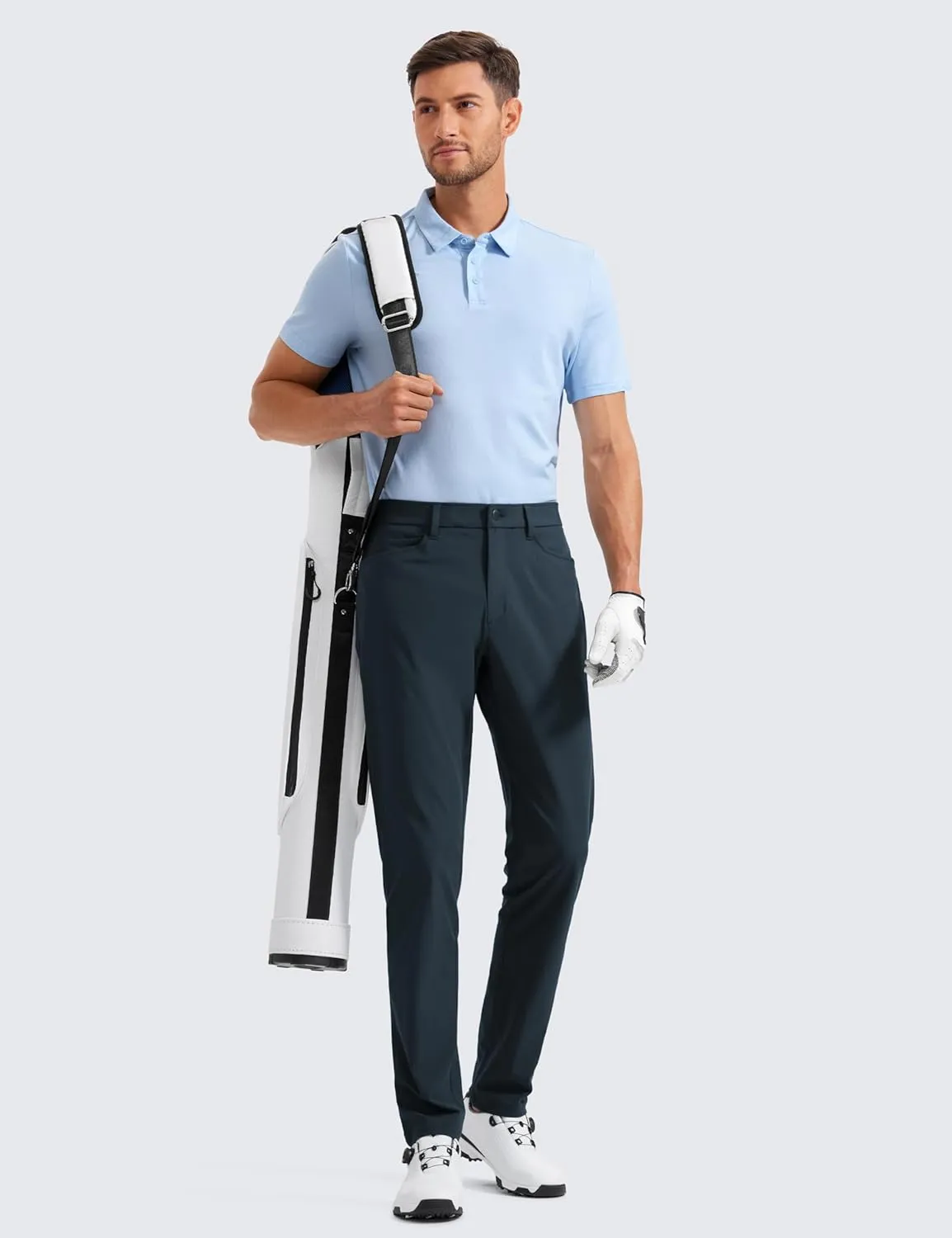 CRZ YOGA Men's All Day Comfy Golf Pants with 5-Pocket 30"/32"/34" Quick Dry Lightweight Casual Work Stretch Trousers