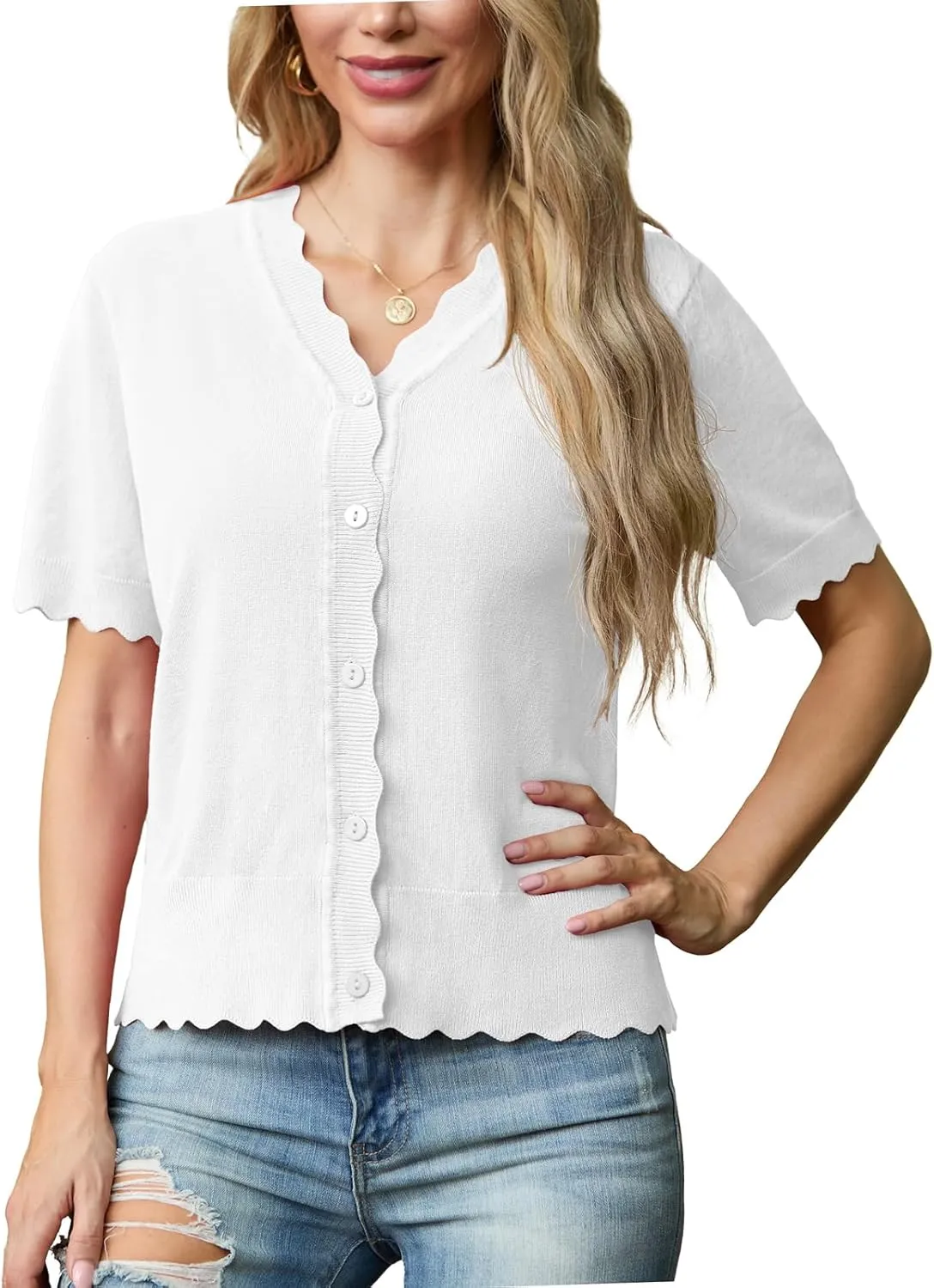 GRECERELLE Womens Summer Lightweight Short Sleeve Cropped Cardigan V-Neck Knit Sweater Shrug for Dressy