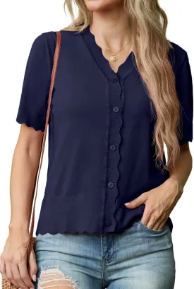 GRECERELLE Womens Summer Lightweight Short Sleeve Cropped Cardigan V-Neck Knit Sweater Shrug for Dressy