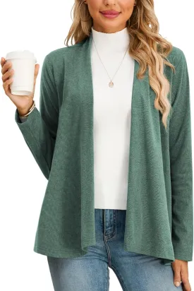 HWOKEFEIYU Women's Plus Size Cardigan - Lightweight, Long Sleeve, Open Front, Soft, Drape Dusty