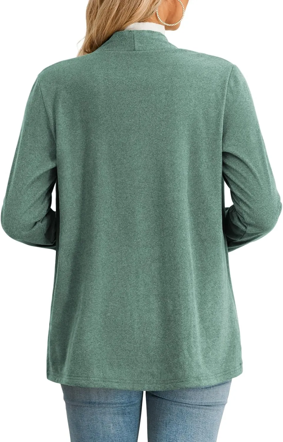 HWOKEFEIYU Women's Plus Size Cardigan - Lightweight, Long Sleeve, Open Front, Soft, Drape Dusty
