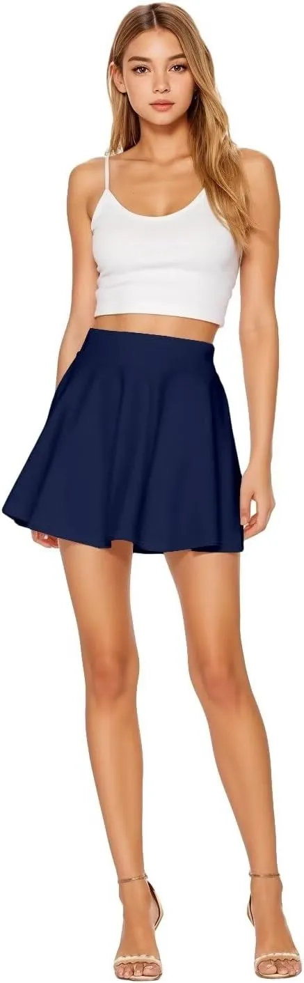 Hybrid & Company Women Basic Versatile Skirts Stretchy Flared Mini Skater Skirt