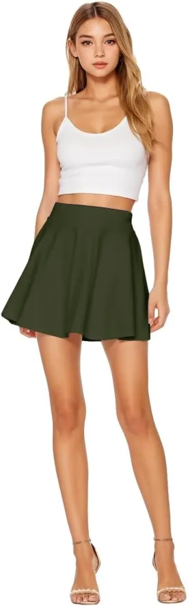 Hybrid & Company Women Basic Versatile Skirts Stretchy Flared Mini Skater Skirt