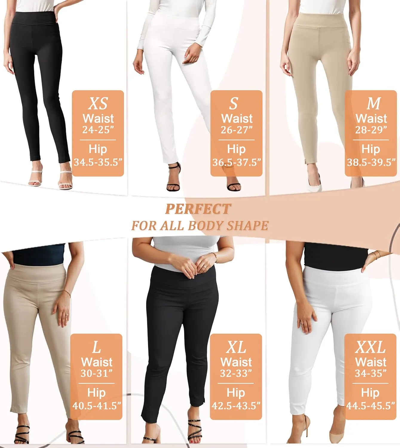 Hybrid & Company Women's Premium Comfort Pants Ultra Stretch Tailored Fit Office Trousers