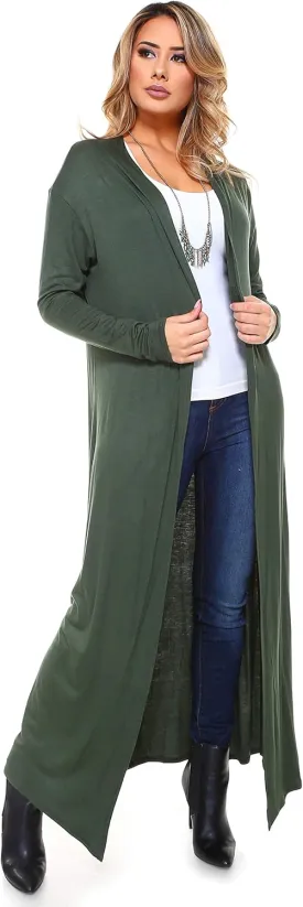 Isaac Liev Maxi Cardigan Duster Sweater  Women's Extra Long Open Front Full Length Lightweight Cardigans Dusters Sweaters
