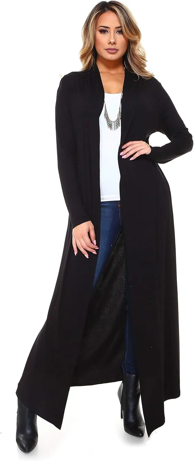 Isaac Liev Maxi Cardigan Duster Sweater  Women's Extra Long Open Front Full Length Lightweight Cardigans Dusters Sweaters