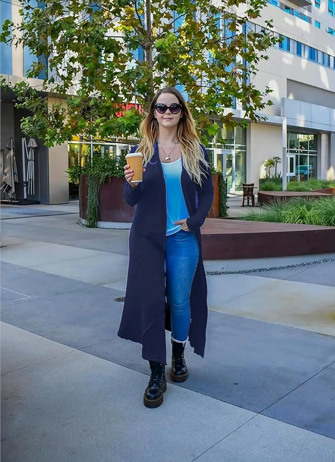 Isaac Liev Maxi Cardigan Duster Sweater  Women's Extra Long Open Front Full Length Lightweight Cardigans Dusters Sweaters