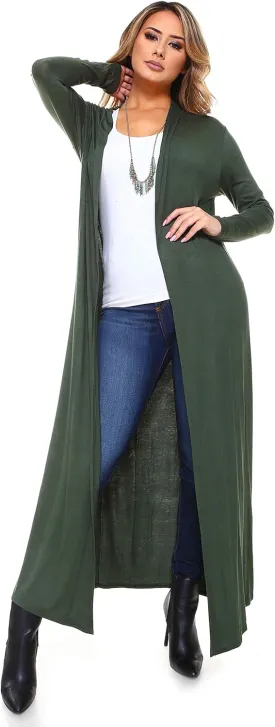 Isaac Liev Maxi Cardigan Duster Sweater  Women's Extra Long Open Front Full Length Lightweight Cardigans Dusters Sweaters