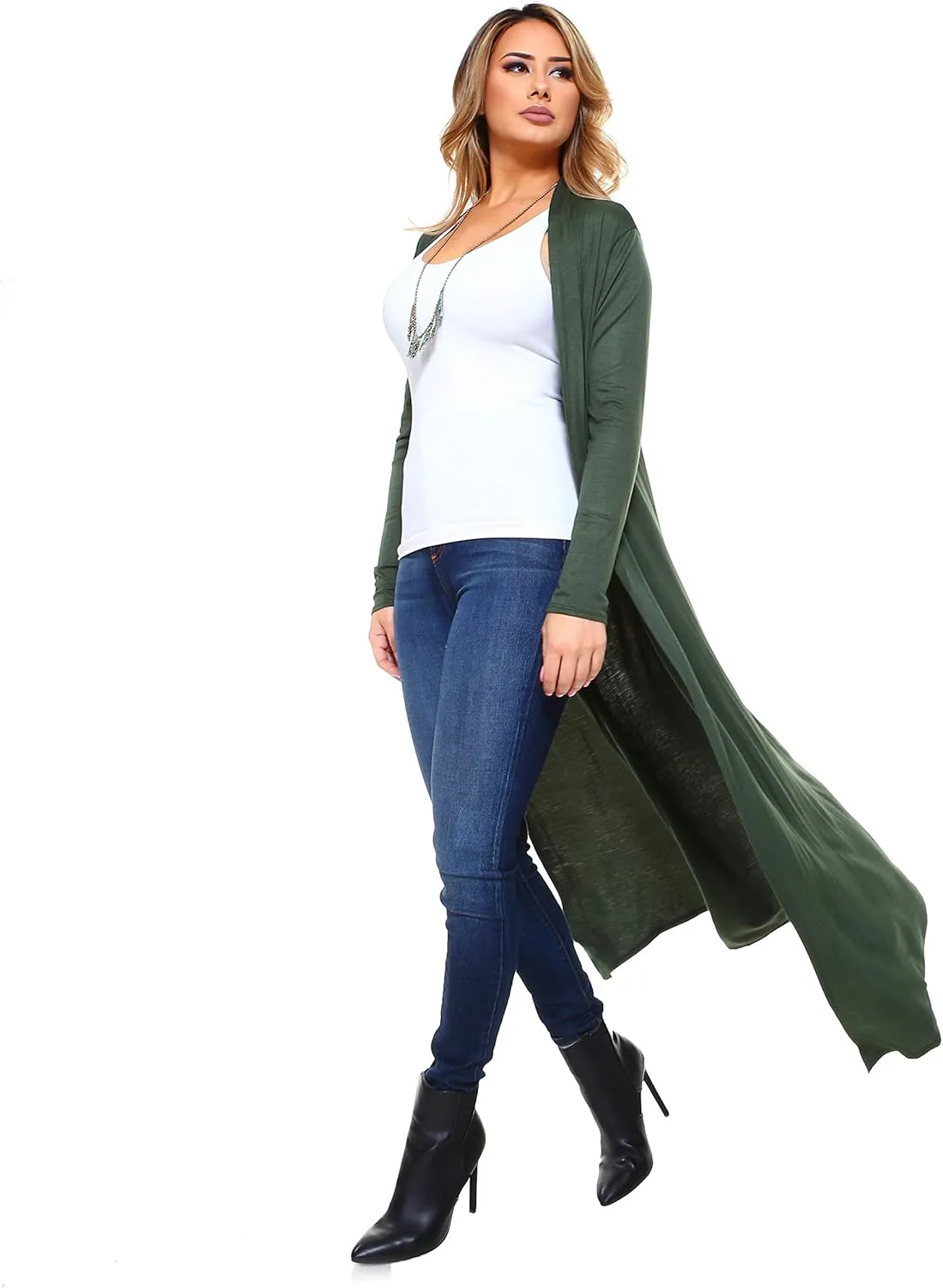 Isaac Liev Maxi Cardigan Duster Sweater  Women's Extra Long Open Front Full Length Lightweight Cardigans Dusters Sweaters