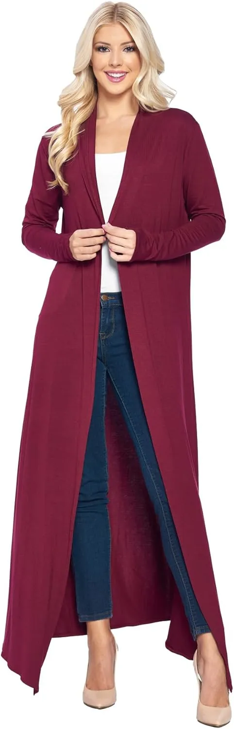 Isaac Liev Maxi Cardigan Duster Sweater  Women's Extra Long Open Front Full Length Lightweight Cardigans Dusters Sweaters