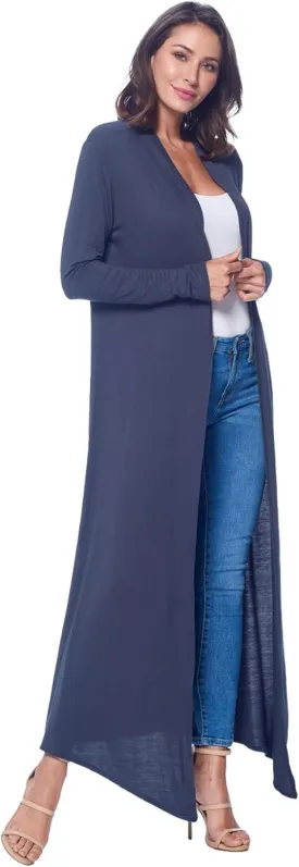 Isaac Liev Maxi Cardigan Duster Sweater  Women's Extra Long Open Front Full Length Lightweight Cardigans Dusters Sweaters