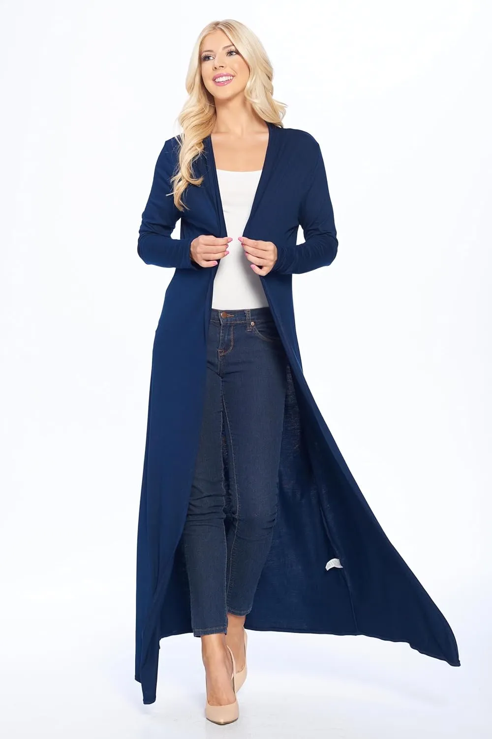 Isaac Liev Maxi Cardigan Duster Sweater  Women's Extra Long Open Front Full Length Lightweight Cardigans Dusters Sweaters