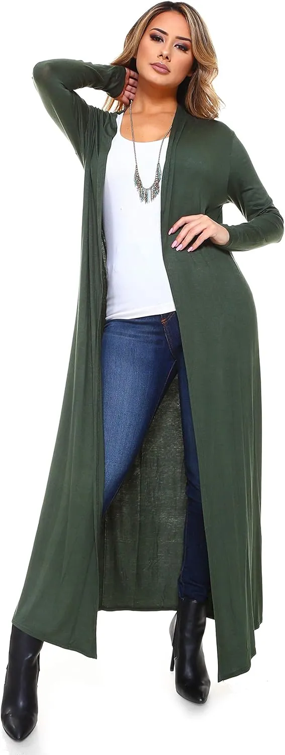 Isaac Liev Maxi Cardigan Duster Sweater  Women's Extra Long Open Front Full Length Lightweight Cardigans Dusters Sweaters