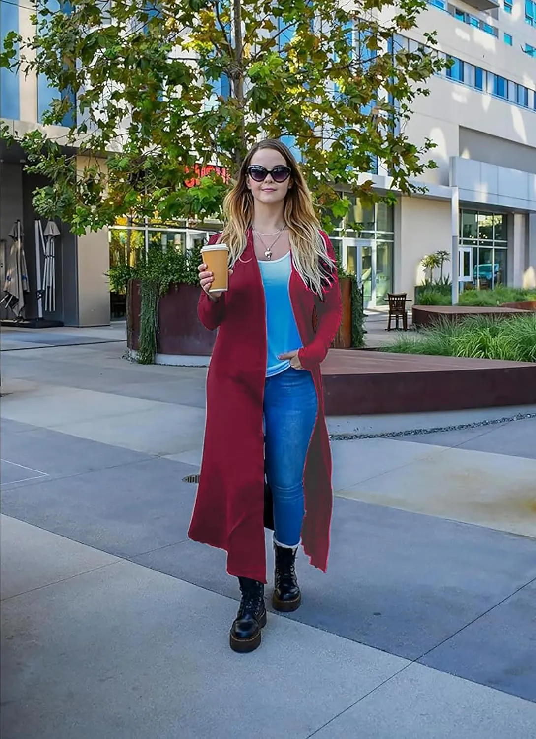 Isaac Liev Maxi Cardigan Duster Sweater  Women's Extra Long Open Front Full Length Lightweight Cardigans Dusters Sweaters