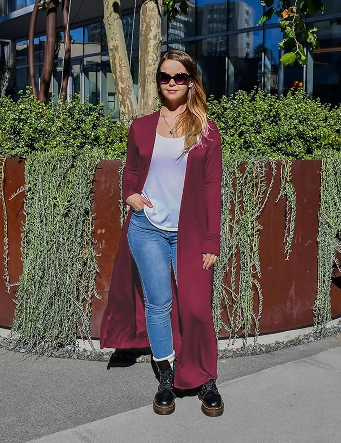 Isaac Liev Maxi Cardigan Duster Sweater  Women's Extra Long Open Front Full Length Lightweight Cardigans Dusters Sweaters