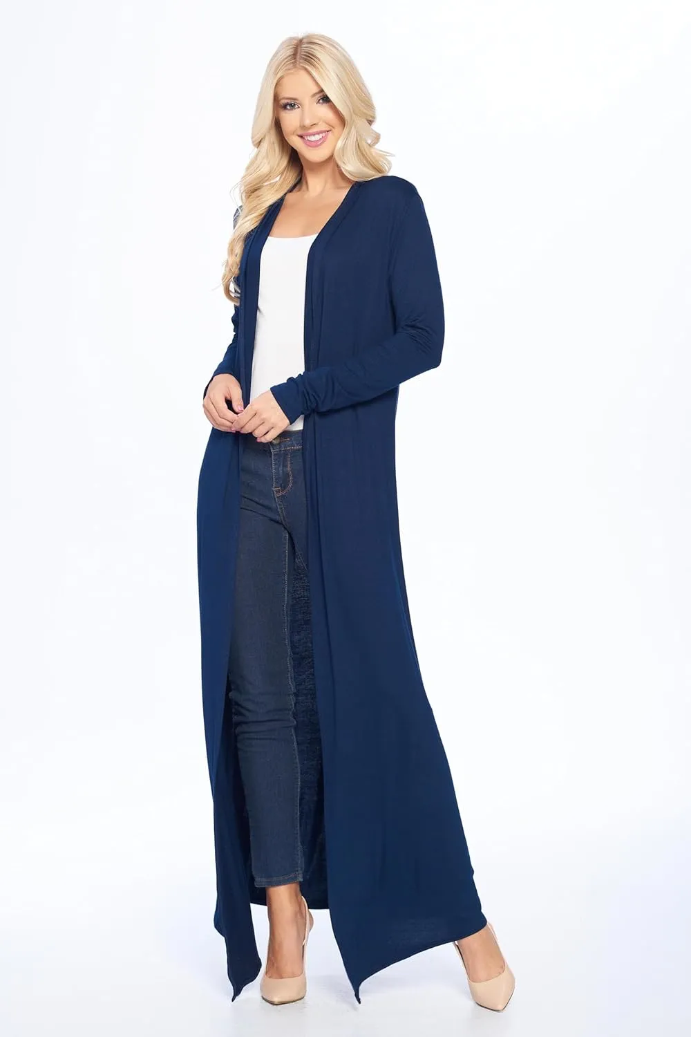 Isaac Liev Maxi Cardigan Duster Sweater  Women's Extra Long Open Front Full Length Lightweight Cardigans Dusters Sweaters