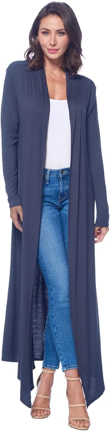 Isaac Liev Maxi Cardigan Duster Sweater  Women's Extra Long Open Front Full Length Lightweight Cardigans Dusters Sweaters