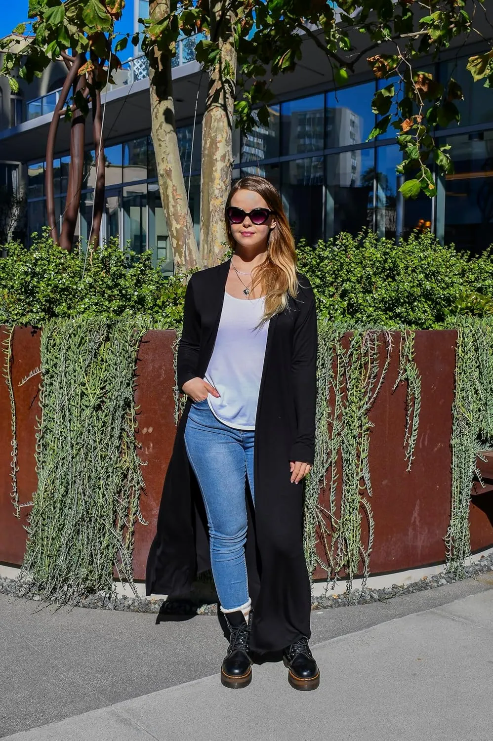 Isaac Liev Maxi Cardigan Duster Sweater  Women's Extra Long Open Front Full Length Lightweight Cardigans Dusters Sweaters