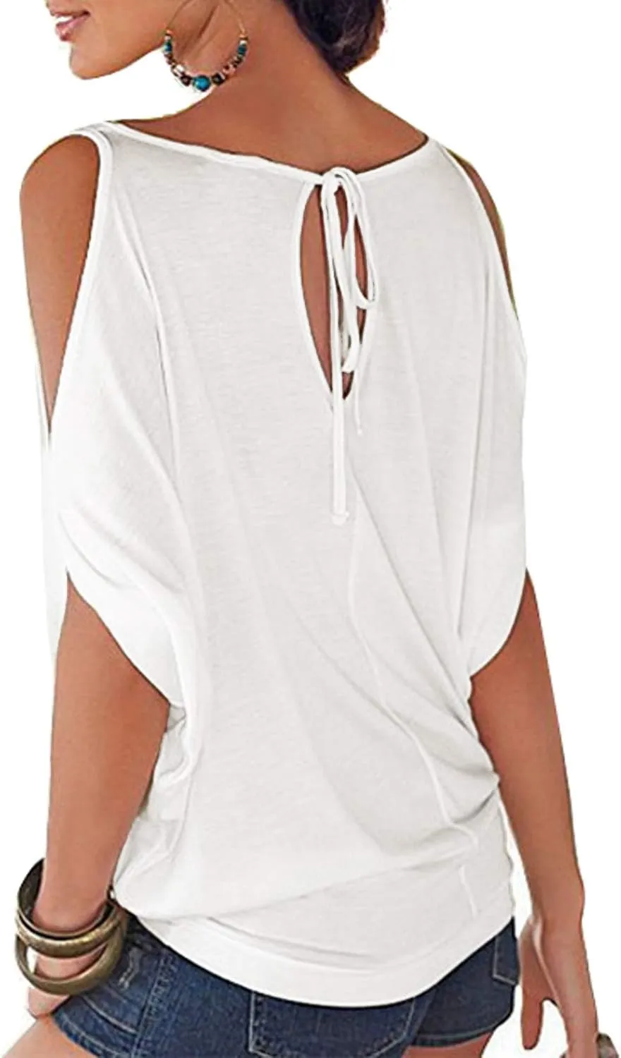 LEIYEE Womens Summer Cold Shoulder Tops Short Sleeve T Shirts Pullover Sexy Casual Dolman Blouses
