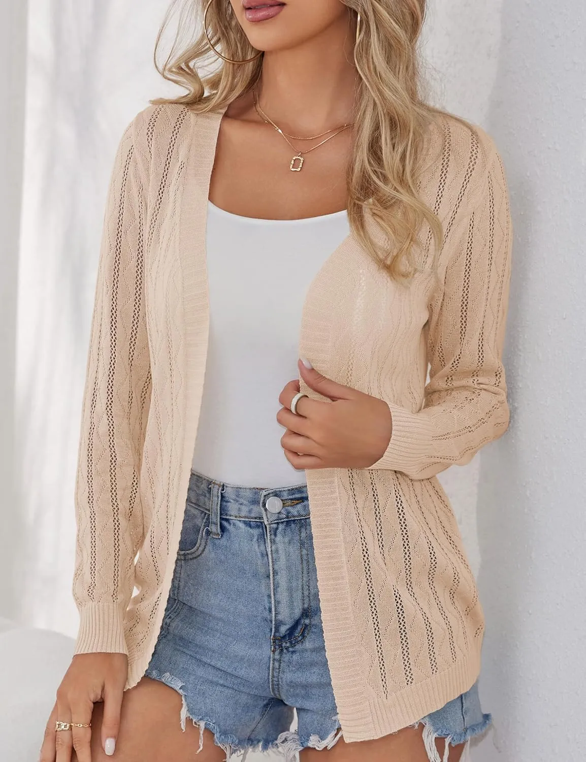 LIENRIDY Women's Cardigans Lightweight Long Sleeve Open Front Sweater Cardigan, S-XL
