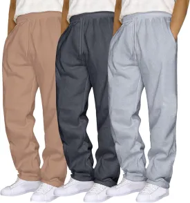 Men's 3 Pack Fleece Sweatpants Athletic Workout Jogger Trousers Baggy Elastic Drawstring Track Pants with Pockets