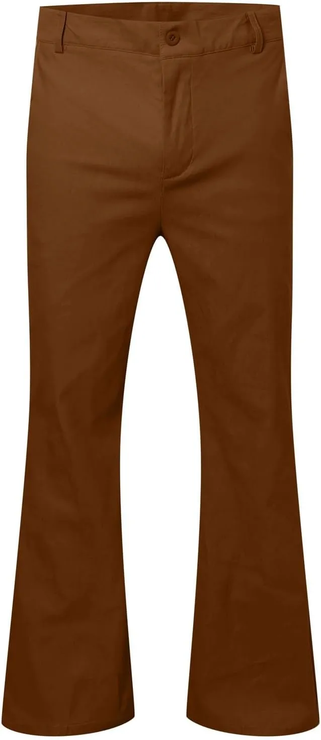 Men's Bell Bottom Pants Relaxed Fit Stretch Vintage Flared Trousers 70s Disco Outfits Baggy Casual Pants with Pockets