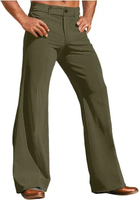 Men's Bell Bottom Pants Relaxed Fit Stretch Vintage Flared Trousers 70s Disco Outfits Baggy Casual Pants with Pockets