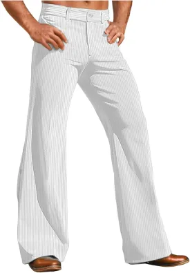Men's Bell Bottom Pants Relaxed Fit Stretch Vintage Flared Trousers 70s Disco Outfits Baggy Casual Pants with Pockets
