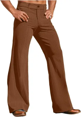 Men's Bell Bottom Pants Relaxed Fit Stretch Vintage Flared Trousers 70s Disco Outfits Baggy Casual Pants with Pockets