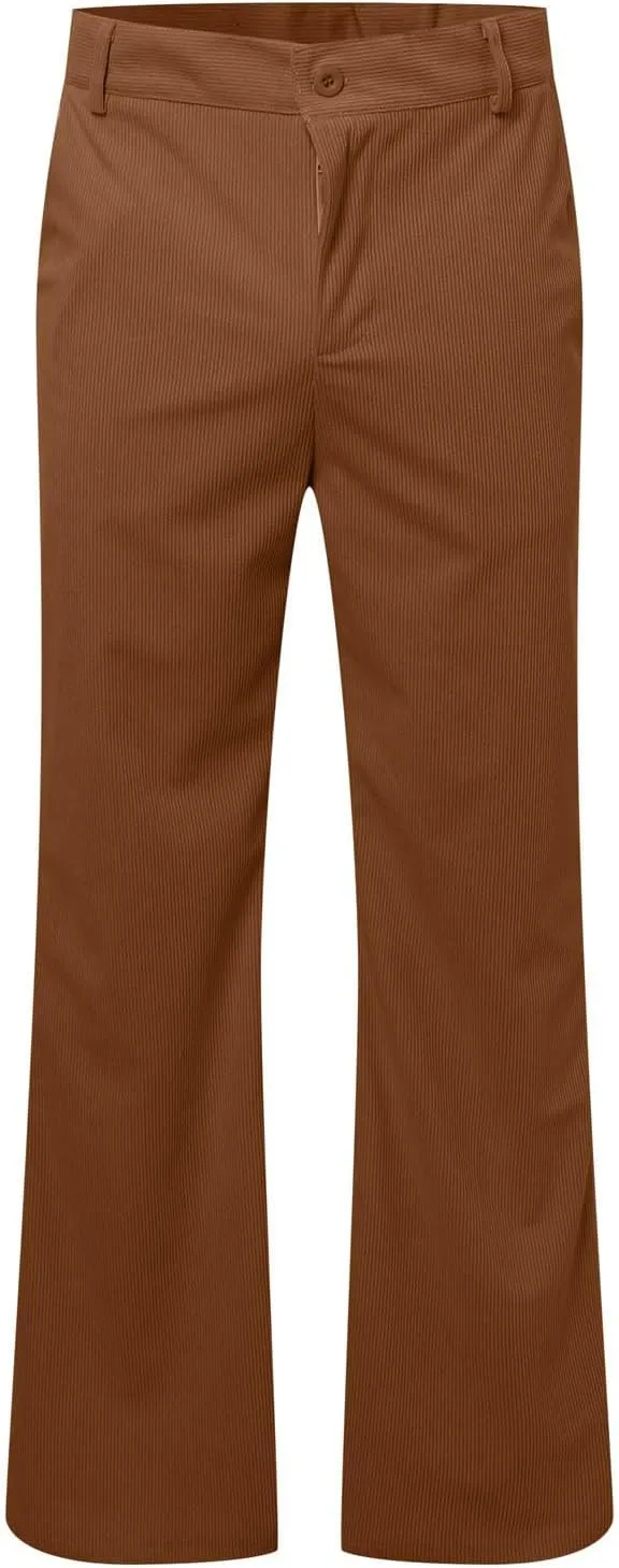 Men's Bell Bottom Pants Relaxed Fit Stretch Vintage Flared Trousers 70s Disco Outfits Baggy Casual Pants with Pockets