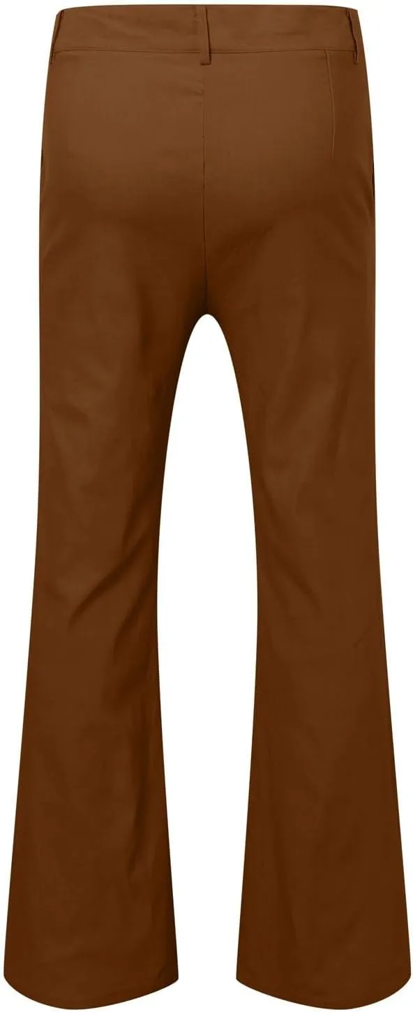 Men's Bell Bottom Pants Relaxed Fit Stretch Vintage Flared Trousers 70s Disco Outfits Baggy Casual Pants with Pockets