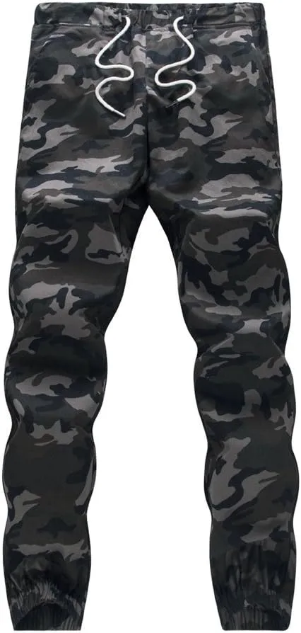Mens Camo Joggers Pants Drawstring Casual Camouflage Jogger Sweatpants Sport Stretch Trousers Slim fit