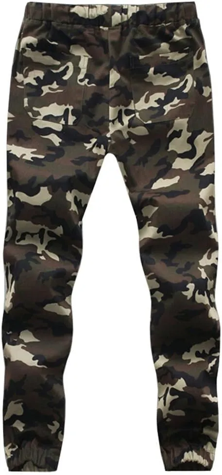 Mens Camo Joggers Pants Drawstring Casual Camouflage Jogger Sweatpants Sport Stretch Trousers Slim fit