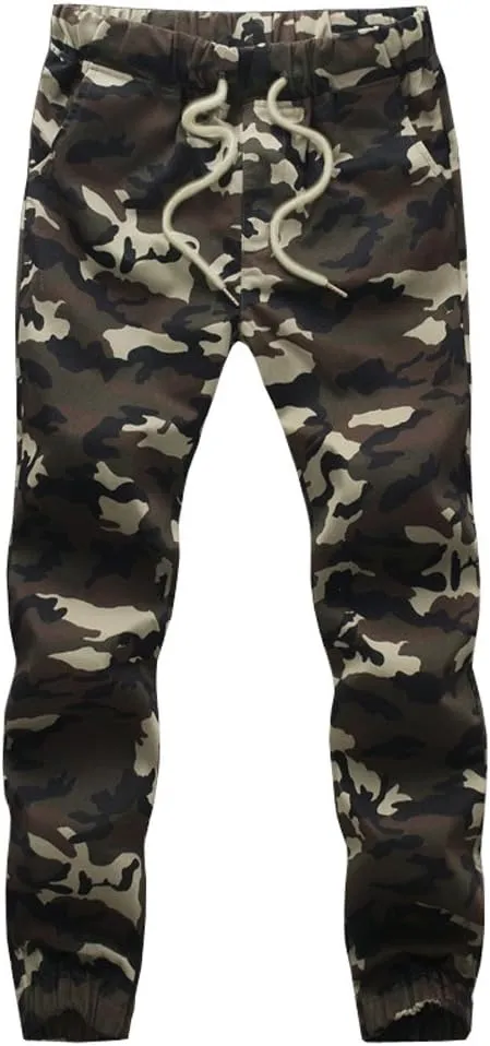 Mens Camo Joggers Pants Drawstring Casual Camouflage Jogger Sweatpants Sport Stretch Trousers Slim fit