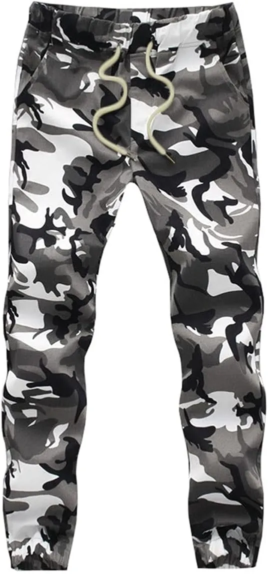 Mens Camo Joggers Pants Drawstring Casual Camouflage Jogger Sweatpants Sport Stretch Trousers Slim fit