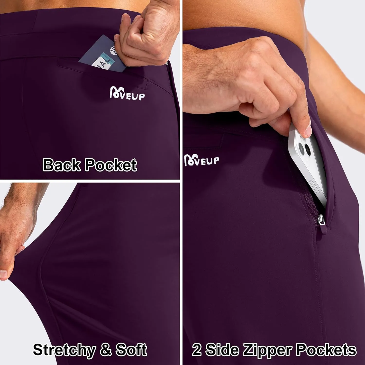 Men's Stretch Golf Sweatpants Pant with Zipper Pockets Tapered Athletic Joggers Track Workout Pants