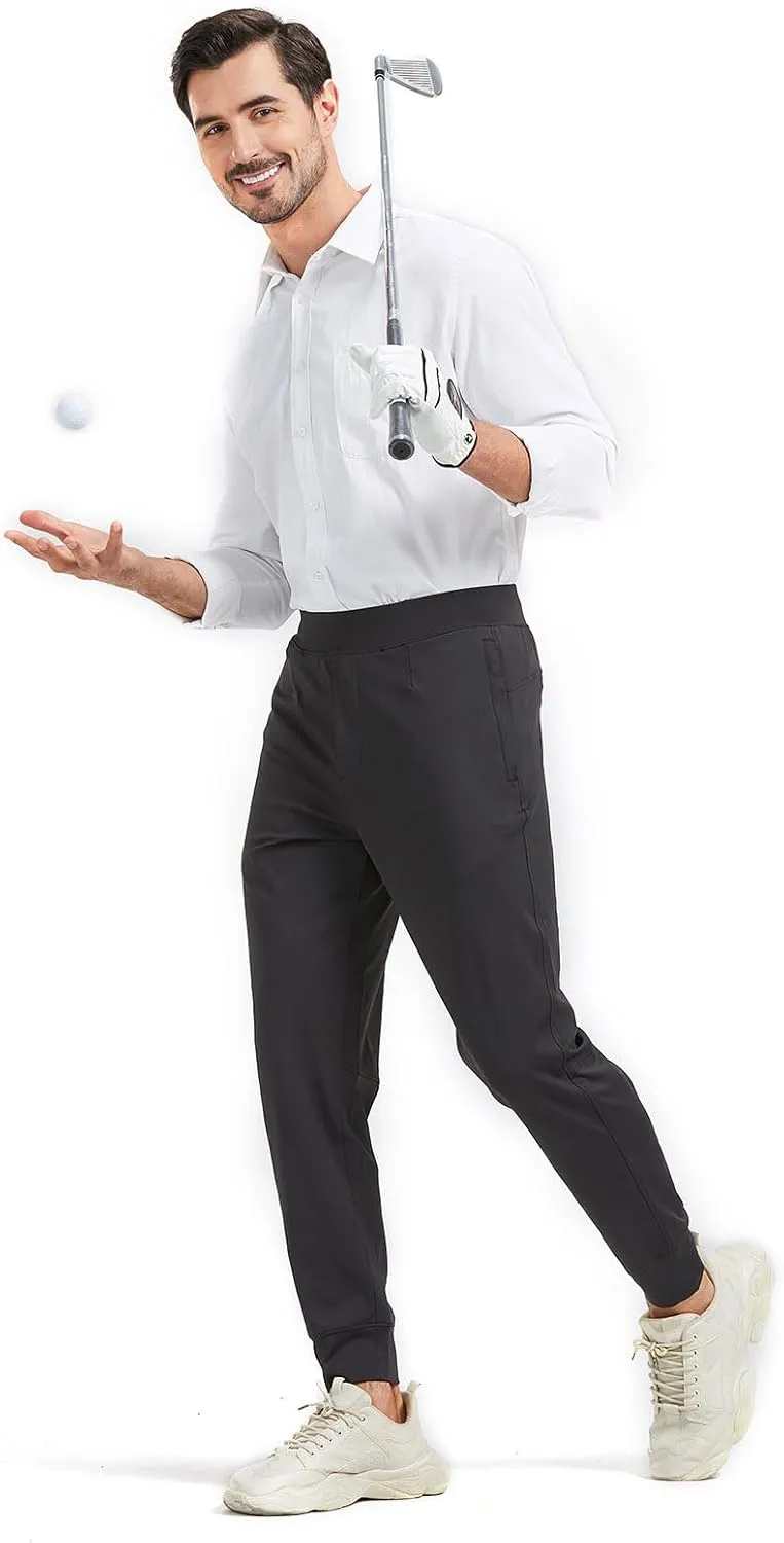 Men's Stretch Golf Sweatpants Pant with Zipper Pockets Tapered Athletic Joggers Track Workout Pants