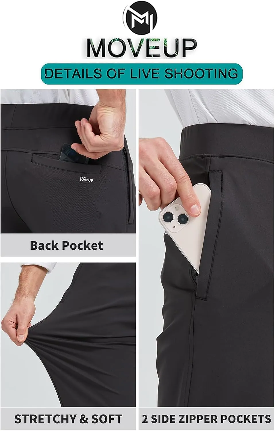 Men's Stretch Golf Sweatpants Pant with Zipper Pockets Tapered Athletic Joggers Track Workout Pants
