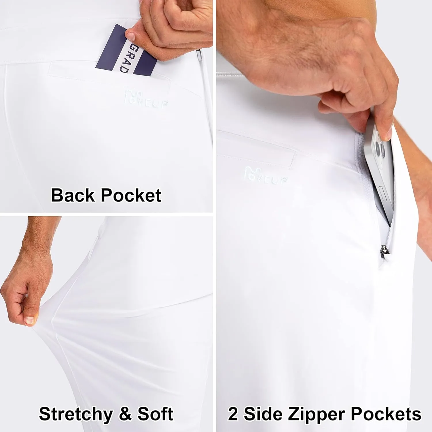 Men's Stretch Golf Sweatpants Pant with Zipper Pockets Tapered Athletic Joggers Track Workout Pants